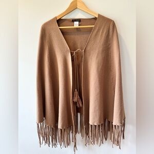 Tailored Fringe Wrap in Camel